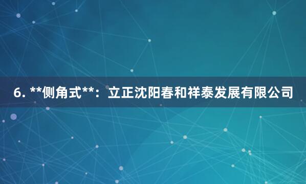 6. **侧角式**：立正沈阳春和祥泰发展有限公司